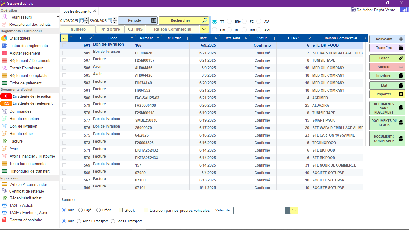 Gestion d'achats