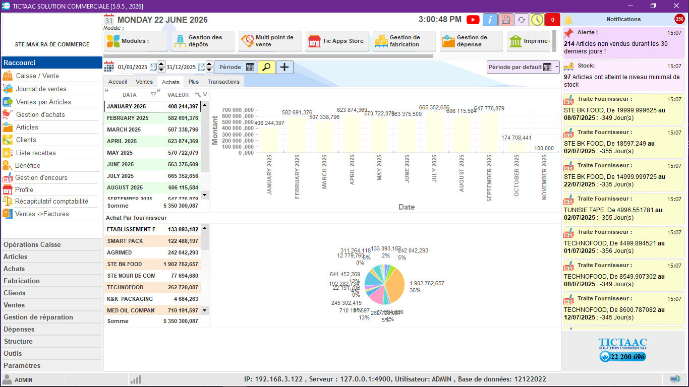 Interface Achats