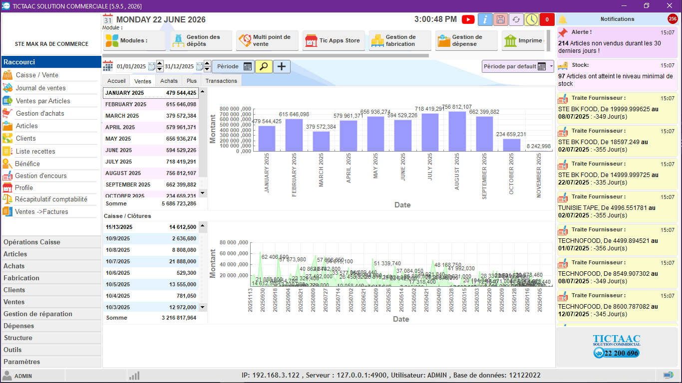 Interface Ventes